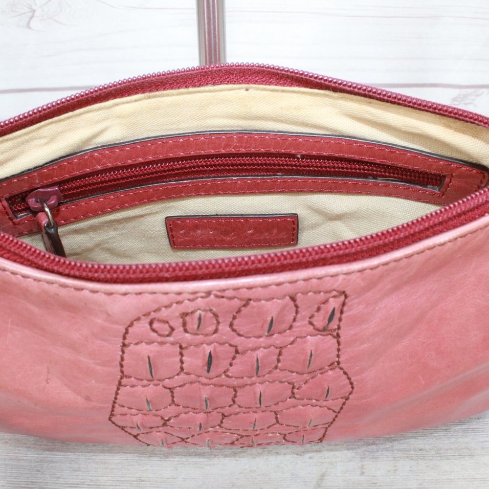 *Womens Pink Leather Zippered Purse Crossbody Shoulder Bag - Picture 8 of 9